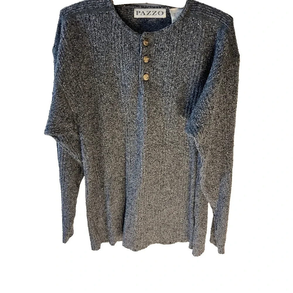 Vtg Pazzo Men M Silk Blend Thermal‎ Cable Sweater Pullover Gray Classic